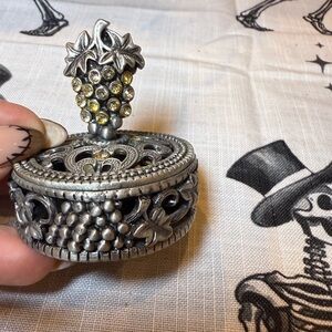 Silver Jewelry Box with Yellow Gem Accents